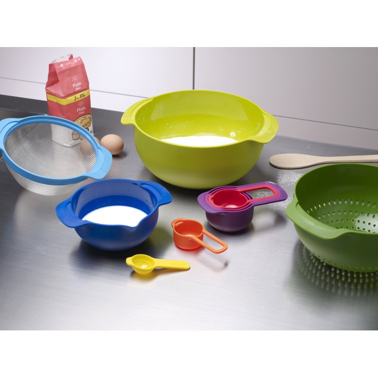 Joseph Joseph Nest 9 Plus, 9 Piece Compact Food Preparation Set with Mixing  Bowls, Measuring cups, Sieve and Colander, MultiColor