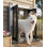 Porte pour animaux robuste à fixation murale pour grands chiens, deux panneaux de verrouillage coulissants, gris fumé