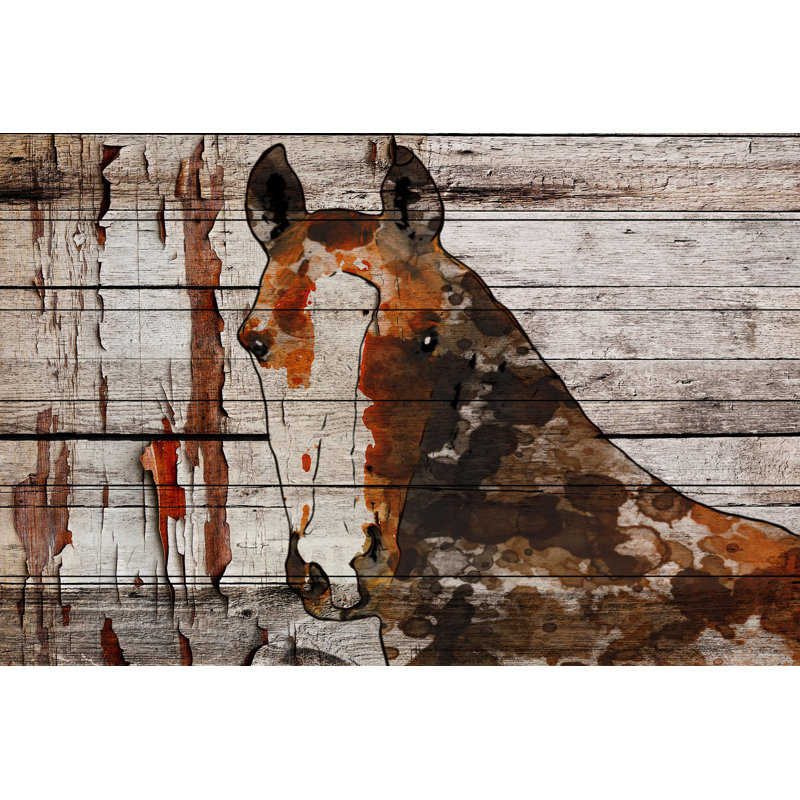 « the brown cheval 2 », impression sur bois blanc, H 24 po x l 36 po x P 1,5 po