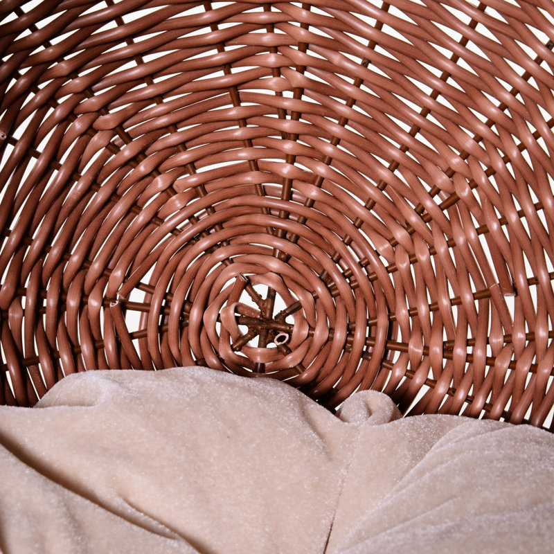 Lit surélevé brun pour chat avec fauteuil à œufs rotatif et rembourrage épais, coussin en pelouse naturelle,