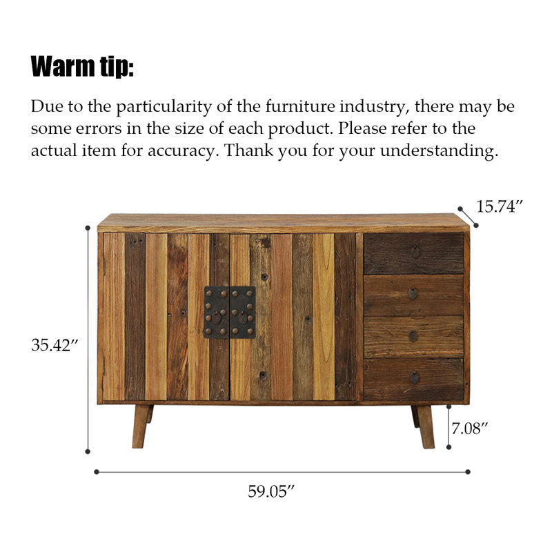 Wabi-Sabi Style Elm Multi-Functional Sideboard