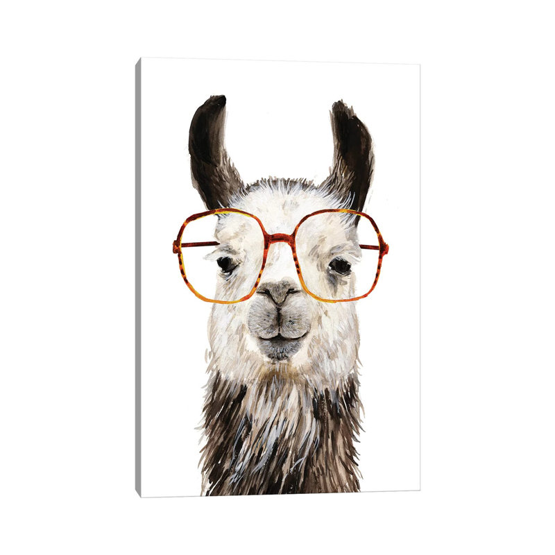 Hip Llama III par Victoria Borges - reproduction d'art, H 12 po x l 8 po x P 0,75 po, Toile tendue, Pas de tapis