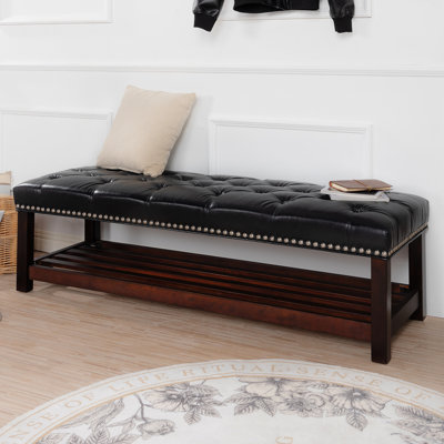 Banc rembourré pour chambre à coucher et entrée. Base en bois avec assise pleine éponge. Fabrication. Housse de protection souple. Structure en bois massif et pieds en bouleau. Banc noir pour vestibule l 59,02 po x P 19,35 po x H 17,82 po. Confortable