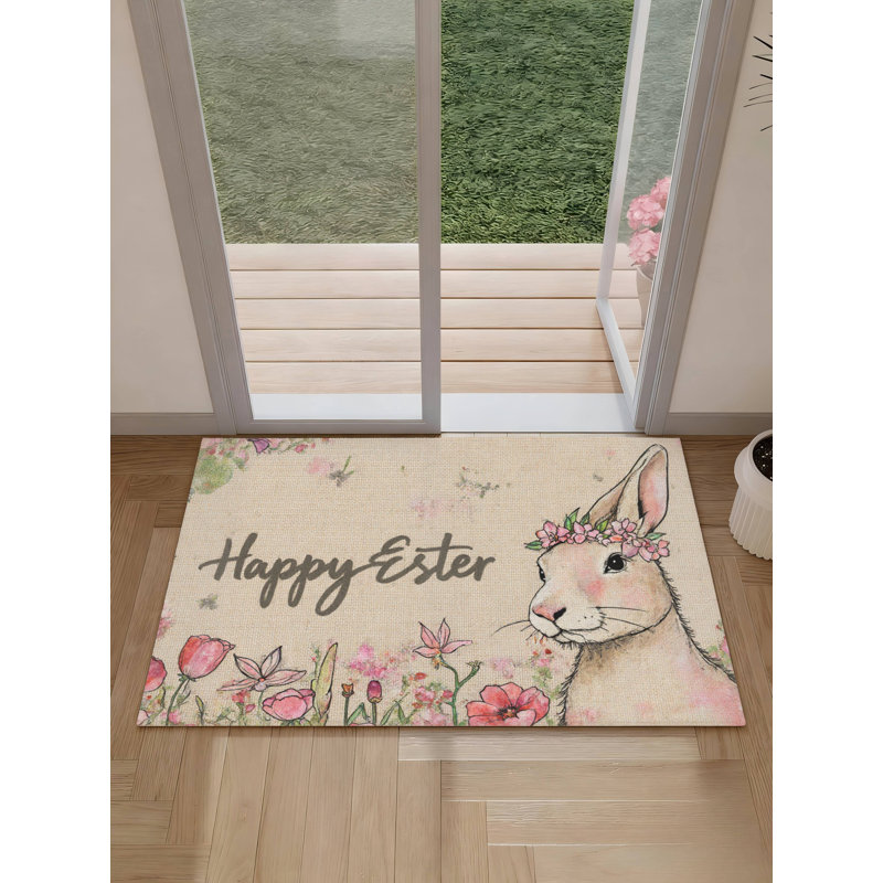 Tapis pour salle de bain et entrée Happy Pâques, 20 x 32, antidérapant
