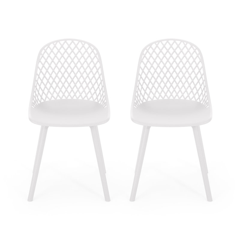 Outdoor Chairs In White Polypropylene - Stable, Weather-, Diamond Mesh Seats , With Design, White