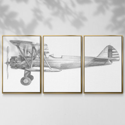 «Technique Flight I», reproduction de cadre flottant sur toile, 3 pièces
