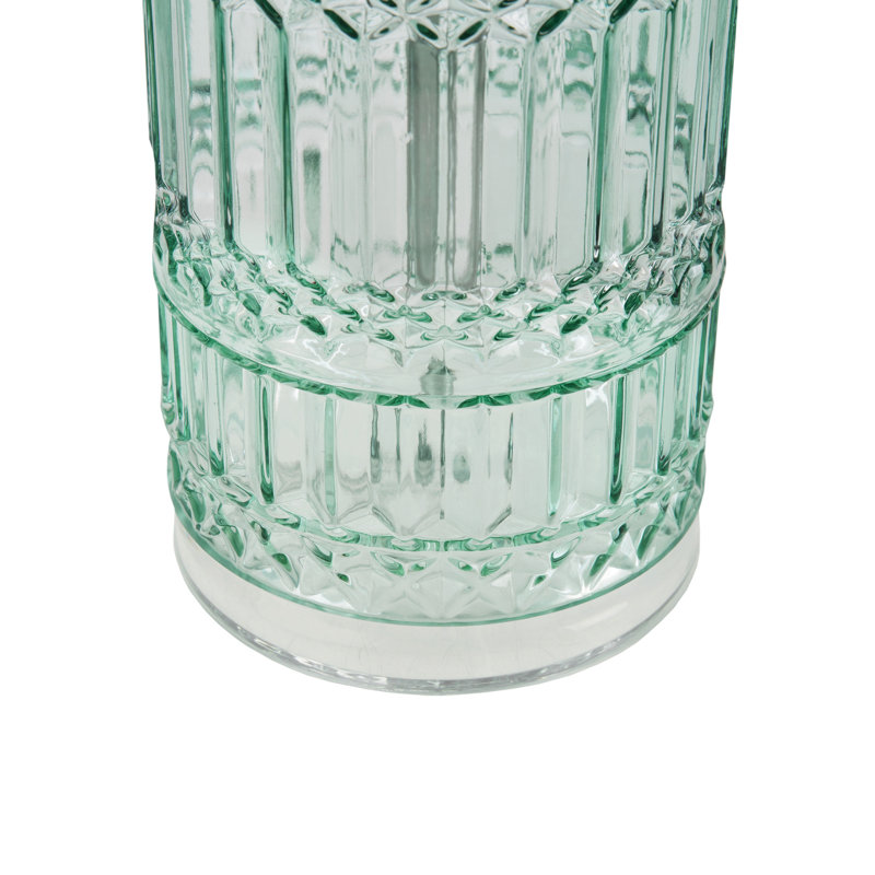 Aqua Blue Textured Glass Table Lamp with White Shade