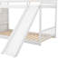 Lit simple superposé au-dessus d'un lit blanc avec glissière et escalier-89382523