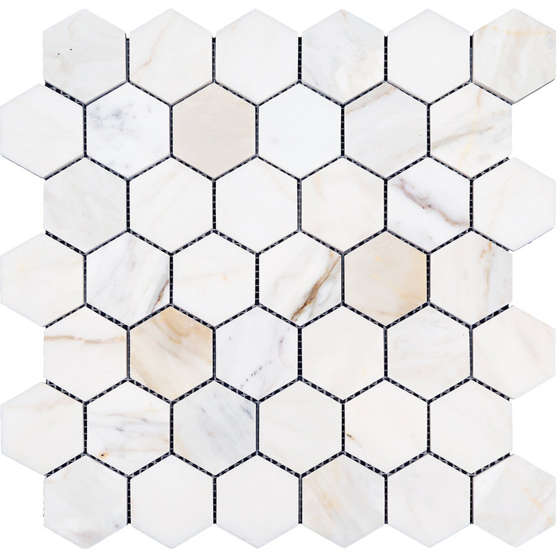 Carreau de mosaïque en marbre nid d'abeille en marbre 2 po x 2 po Calacatta Gold