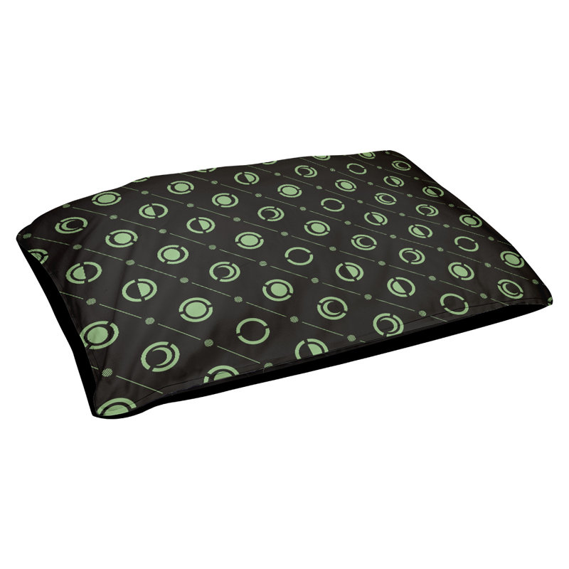 Coussin d’extérieur pour chien moon phases Chenault, Grand (l 50 po x P 7 po x H 40 po), Vert / Noir