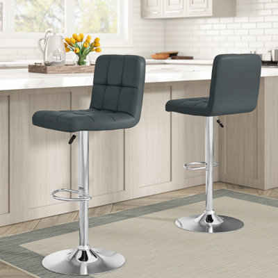 Aishvi Swivel Upholstered Adjustable Height Counter Stool with Metal Frame