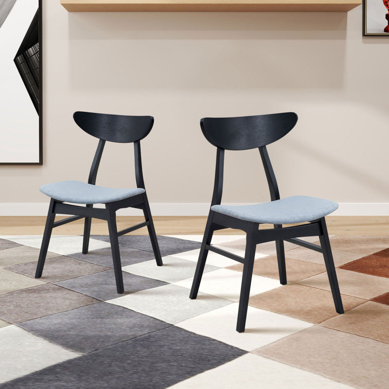Wooden Dining Chairs Set Of 2, Modern Soft Upholstered Kitchen Side Chairs,Wooden Frame Kitchen Chairs For Dining Room,Living Room,Restaurant,Black