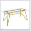 table de salle à manger rectangulaire en verre, convenant à 1 à 8 personnes, table de salle à manger de cuisine de style moderne, équipée de pieds en métal robustes, convenant à la salle à manger, au salon, au bureau, en or-1923558373