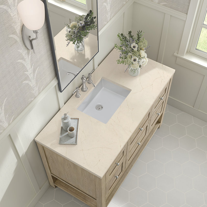 Breckenridge 48'' W Single Vanity, 8" Widespread, Parisien Bleu, Whitewashed Oak
