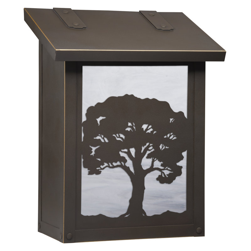 Boîte aux lettres murale verical chêne tree, Blanc vaporeux, Bronze architectural