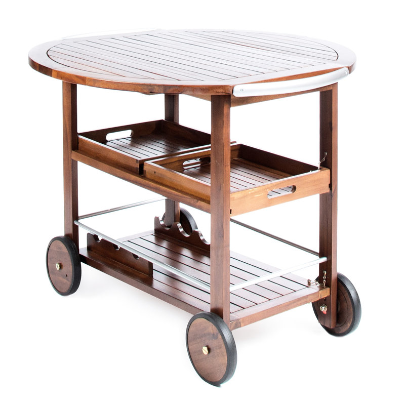 Chariot-bar d'extérieur avec plateau réglable et plateaux amovibles, design industriel moderne pour le plaisir