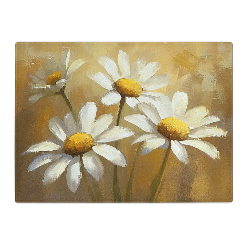 Daisies Flowers Vol.3  Glass Chopping Board