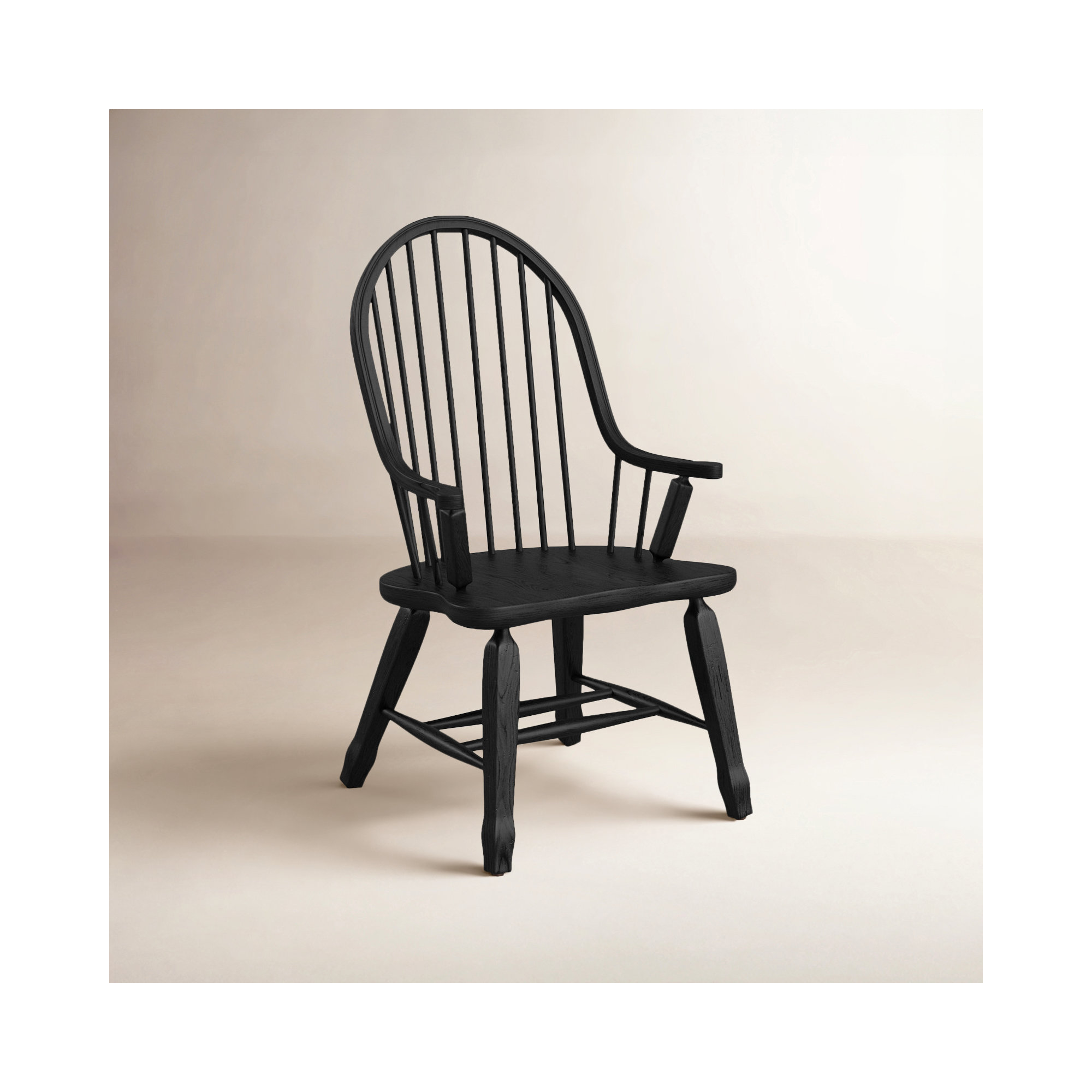 Makira Windsor Back Arm Chair, Black