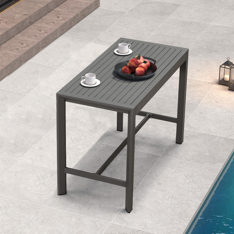 Rectangular Metal Bar Table, Gray