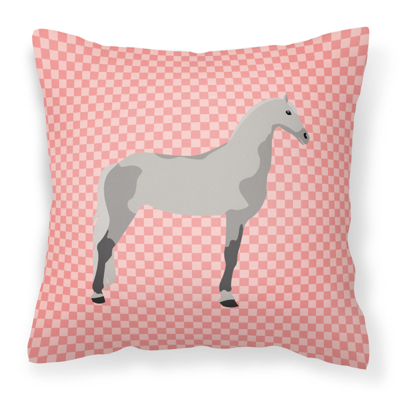 Coussin extérieur en tissu à contrôle cheval, Rose, 18 po x 18 po