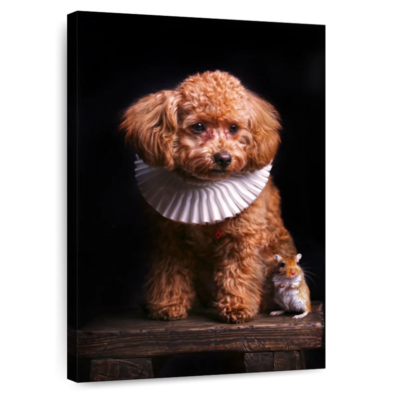 Funny Poodle And Gerbil, 39" H x 26" W