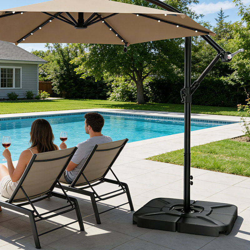 Base de parasol remplissable robuste avec système de verrouillage - pour l'herbe, la terrasse, le patio, la piscine