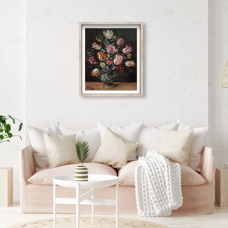 Francken the Younger Vase with Tulips Shadowbox Floral & Botanical Print by Oliver Gal, Black Frame, 16 x 20, 25.5"H x 21.5"W