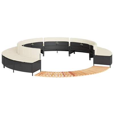 Contour de spa vidaXL en poly rotin noir et bois d'acacia massif