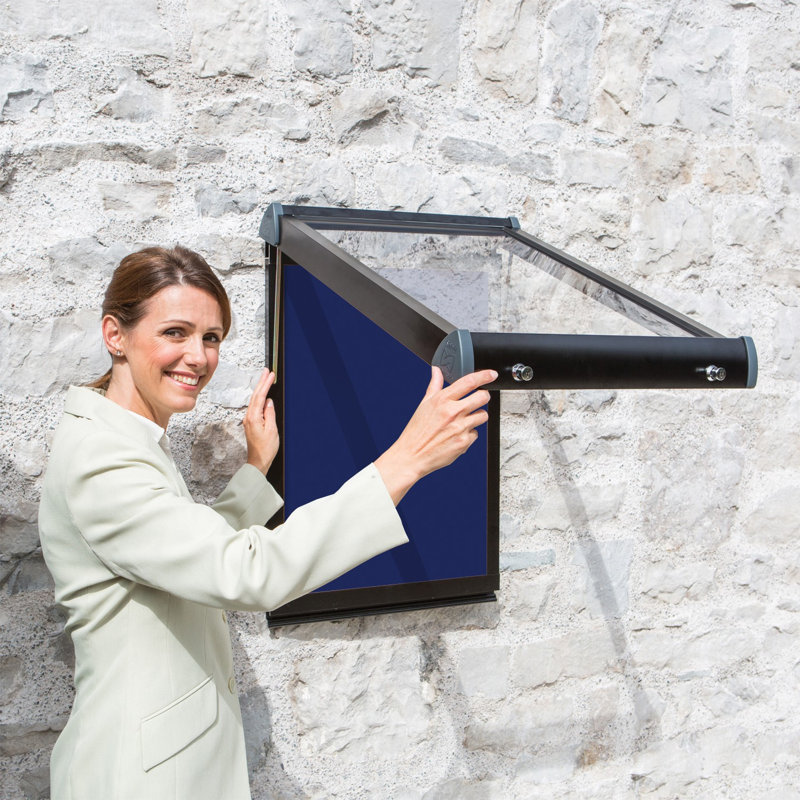 Exterior Wall Mounted Bulletin Board, 75cm H x 53.7cm W, Black, Ink Navy