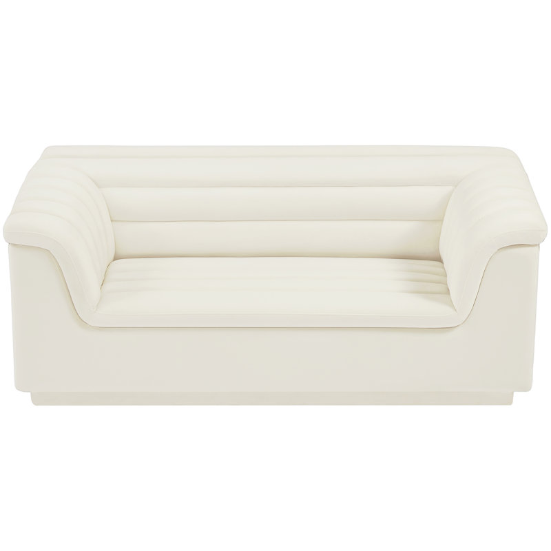 Hoskie 72'' Velvet Loveseat, Cream Velvet