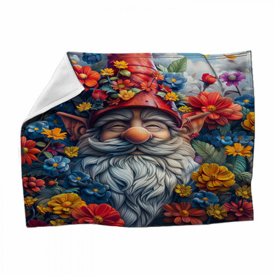 Gnome Fleece Throw Blanket - Fantasy Throws for Sofas or Beds