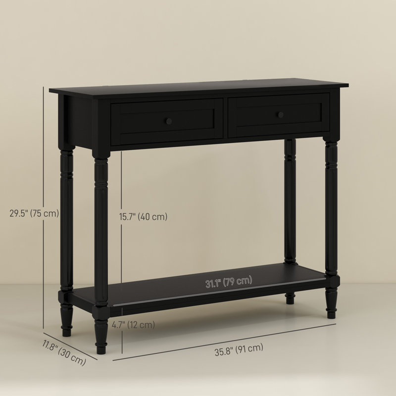 Console Table with 2 Drawers and Storage Shelf for Hallway Bedroom, Black