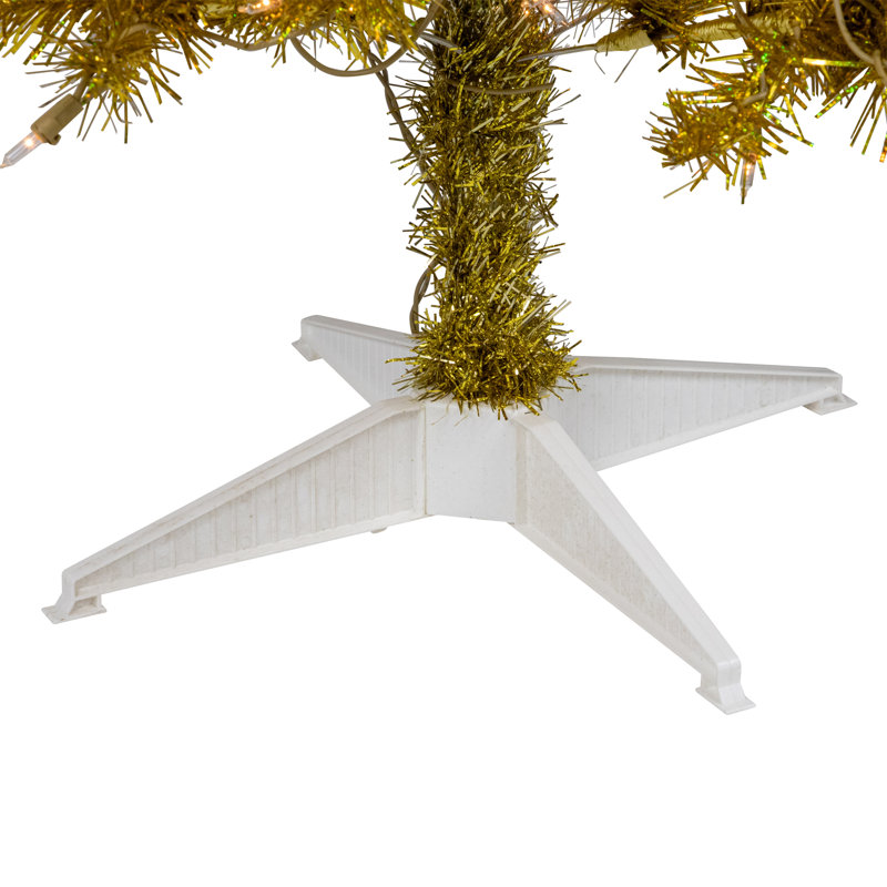 Arbre de Noël artificiel mince illuminé or 4 pi avec lumières claires