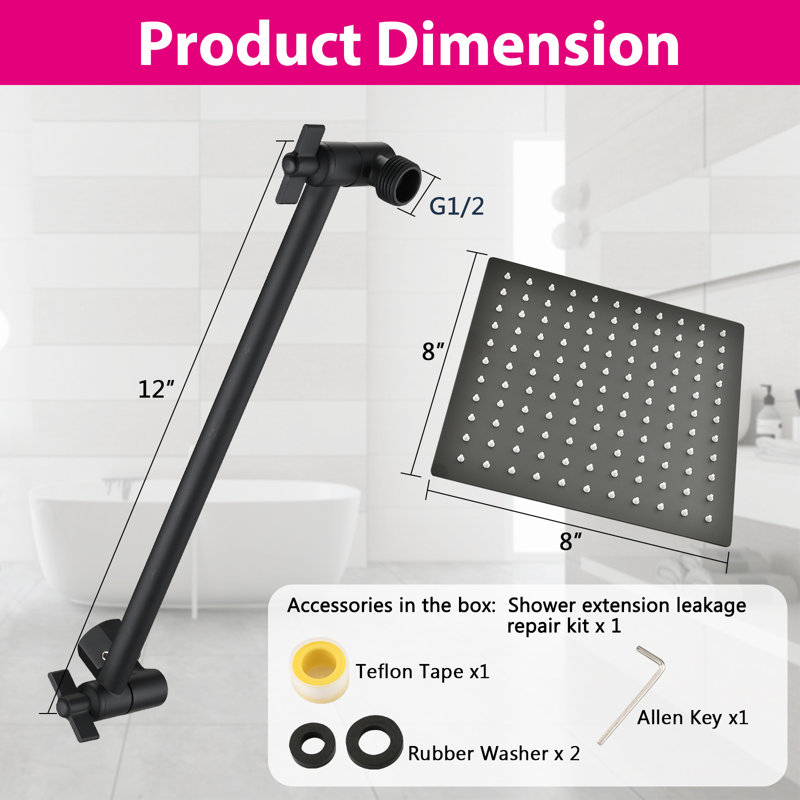 Rain Adjustable Shower Head 1.8 GPM, Matte Black
