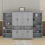 Lit double escamotable avec rangement, armoire escamotable dissimulée avec deux armoires de rangement coulissantes, deux tablettes latérales à 6 niveaux-1658389499