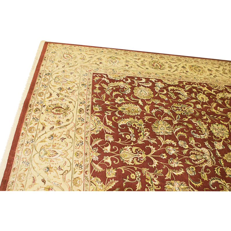Tapis rouge et or noué à la main de haute qualité
