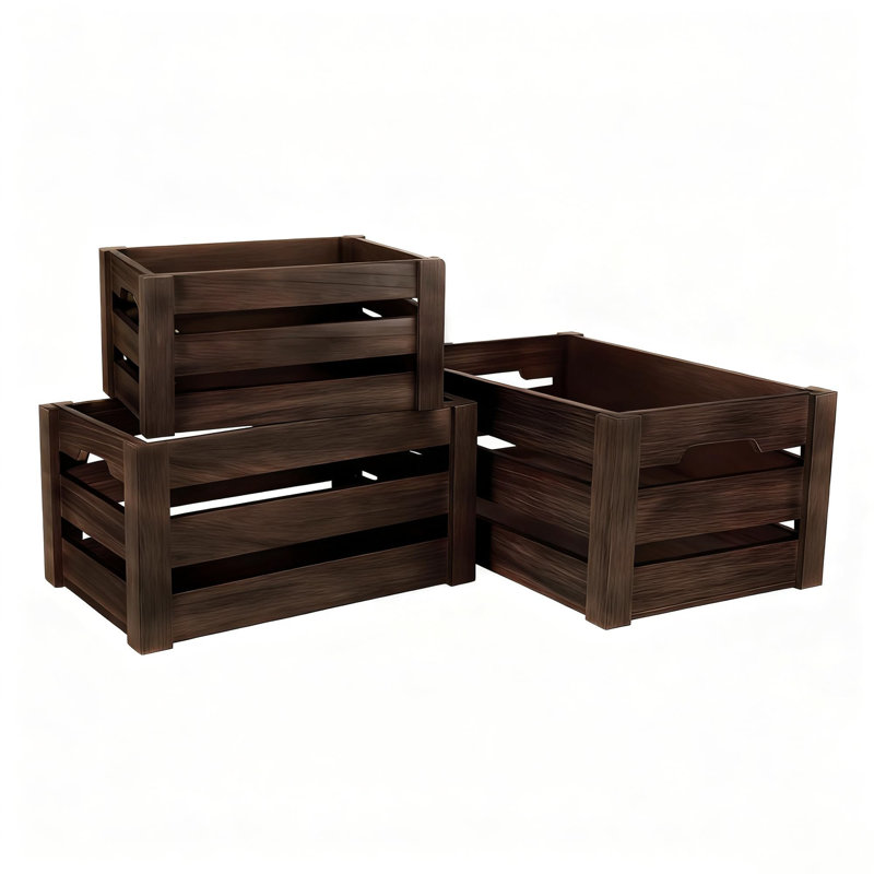 Rustic Nesting 3-piece Wooden Storage Crates