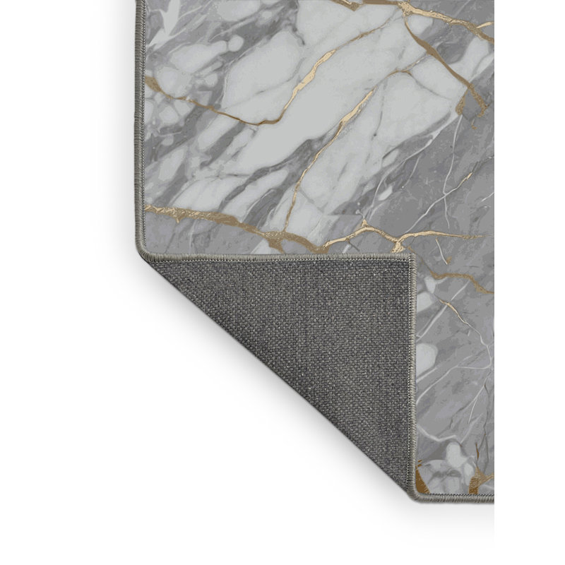 Tapis gris soyeux et moelleux, Rectangulaire 3 pi x 5 pi