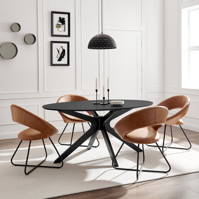 Traverse 63" Oval Dining Table, Black, 63" W x 63" L