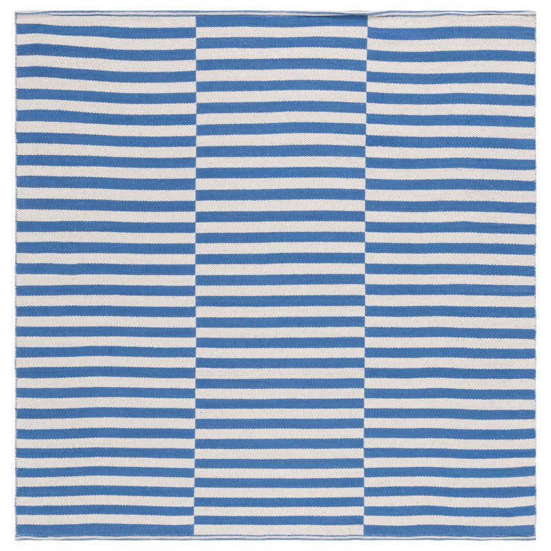 Haqeem Hand Woven Cotton Geometric Rug, Square 6'
