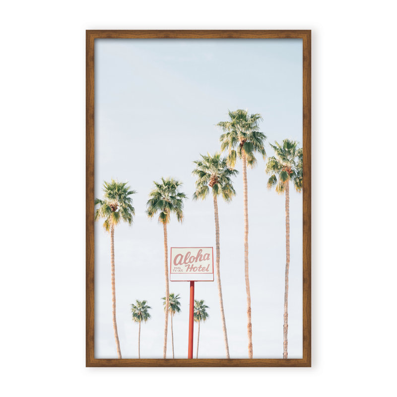 Coastal Retreat Aloha Hotel by  - Picture Frame Photograph on Paper, 24" H x 16" W x 1.125" D, Beige, Framed Matted Print