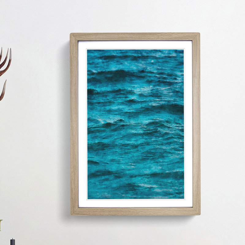 Edges Of The Sea - Single Picture Frame Painting on MDF, Oak Framed, 33cm H x 24cm W x 2cm D