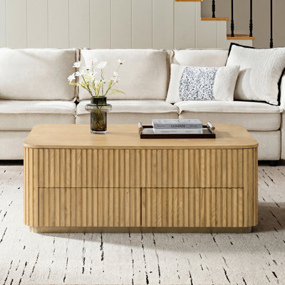 Jadida Lucrecia Modern 47.75"W Fluted Lift-Top Coffee Table WIth Storage