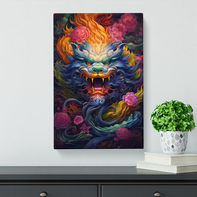 Chinese Dragon Colour Field Art - Wrapped Canvas