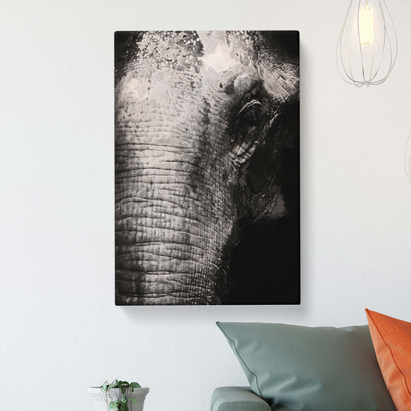 Mighty Elephant In The Shadows - Wrapped Canvas Print, 50cm H x 35cm W x 3cm D