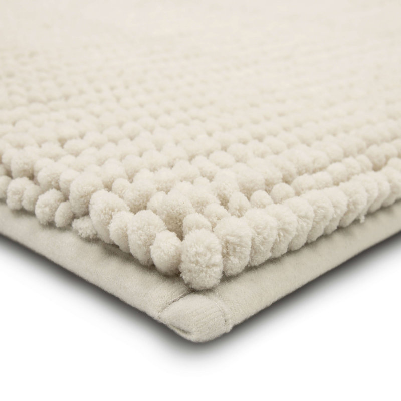 Wagnon Plush Memory Foam Stain/Fade Resistant Non-Slip Machine Washable Bath Mat, 17" W x 24" L, Parchment