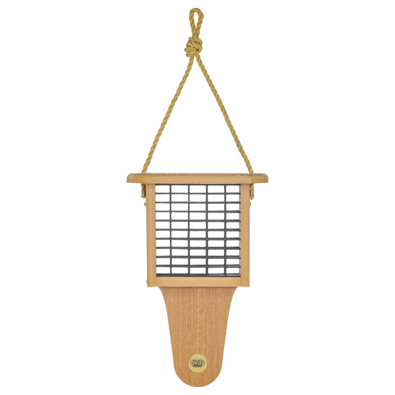 Mangeoire à oiseaux suspendue moderne Birds Choice, Teck naturel