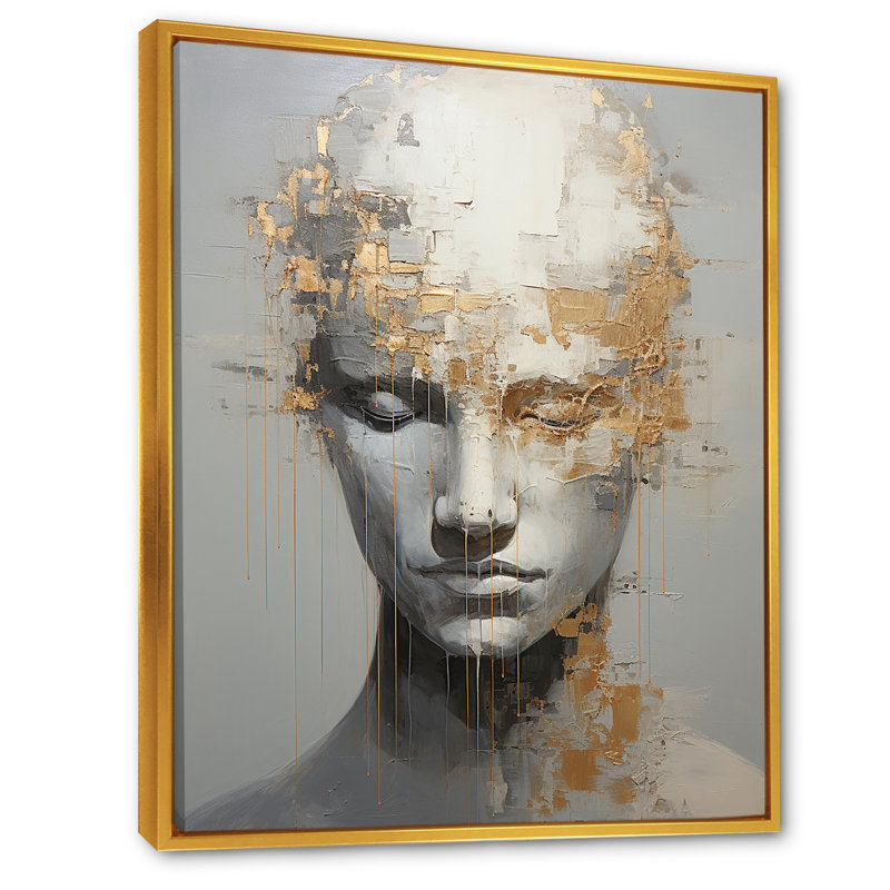 «Man Meditation Mind» sur toile, H 20 po x l 12 po x P 1 po, Cadre flottant doré