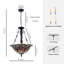 Luminaire suspendu 3 lumières en verre coloré Tiffany