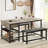 Dining Table Set For 4 With Upholstered Benches – Space-saving Kitchen Table Featuring Storage Drawers And Wine Rack, Perfect For Small Dining Rooms-1611205526